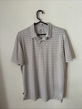 Mizzen+Main White Polo with Red and Blue Geometric Pattern